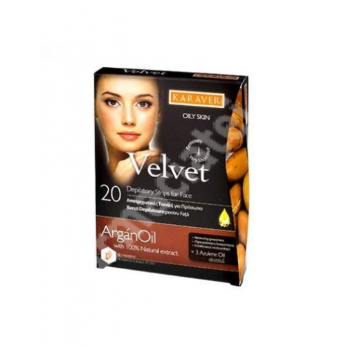 Karaver αποτριχωτικές ταινίες για το πρόσωπο Velvet Argan Oil 20τμχ 